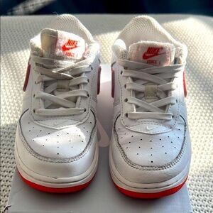 Nike Air Force 1 Kids White and Red Sneakers